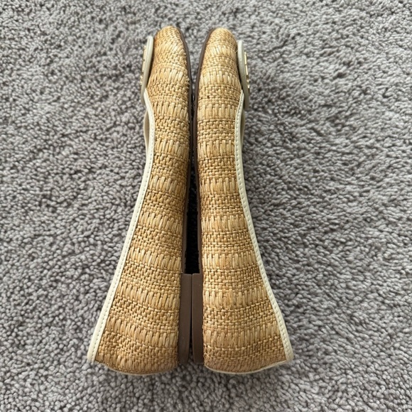 Tory Burch Flats Size 7 Reva Raffia Straw Woven Leather Ballet Slip On - Picture 6 of 11